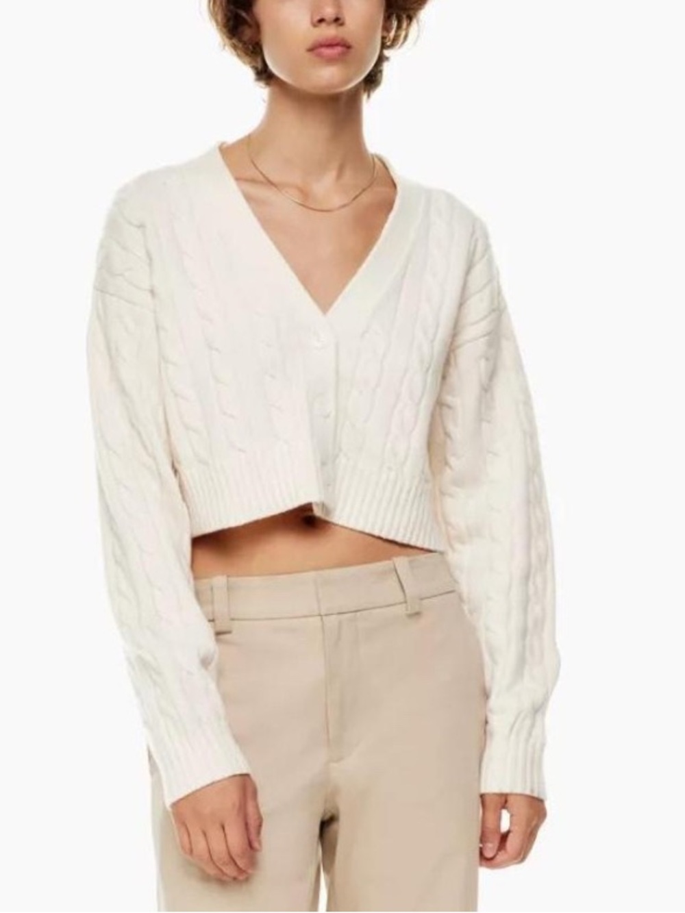 Aritiza Sunday Best Cooper Cable-Knit Cropped Cardigan